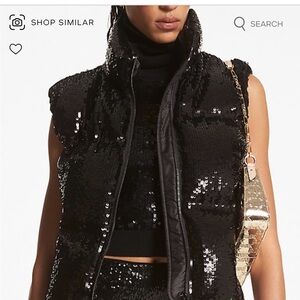 Michael Kors Sequin Black Puffer Vest